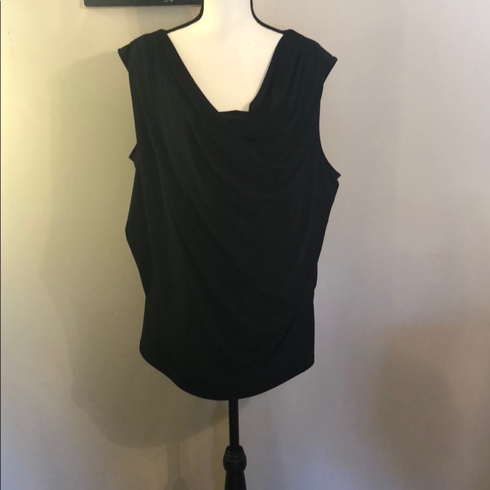 Black Sleeveless Draped Neck Top